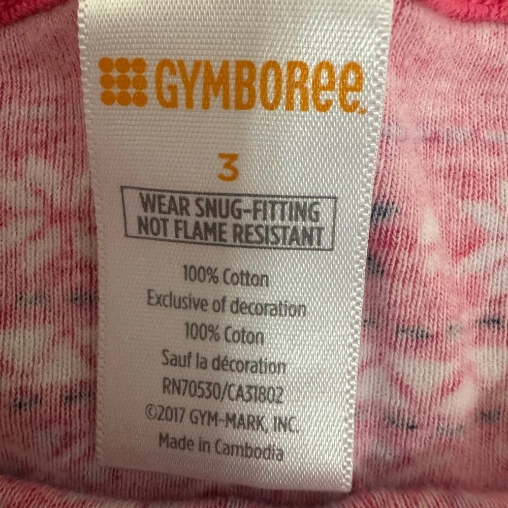 Gymboree Pink and White Pajama Set with Unicorn Pattern